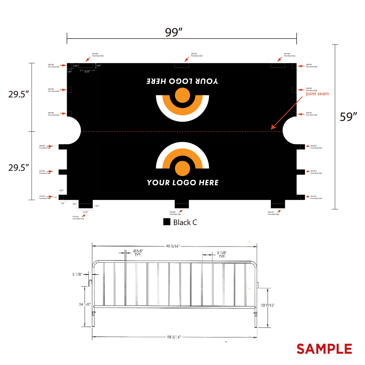 8 ft. Barricade Covers - Open Corners