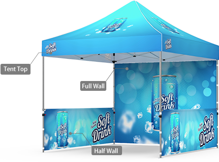 Package B2 - Canopy 10x10 with Double Sided Backwall and 2 Half Walls - FREE  SHIPPING