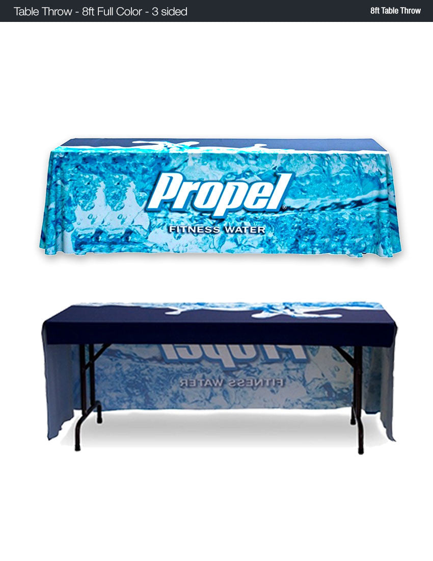 8' Table Throw - 3 Sided OPEN BACK