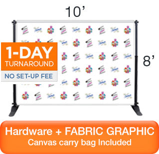 Step and Repeat Back Drop - 10'x 8' - FULL PACKAGE