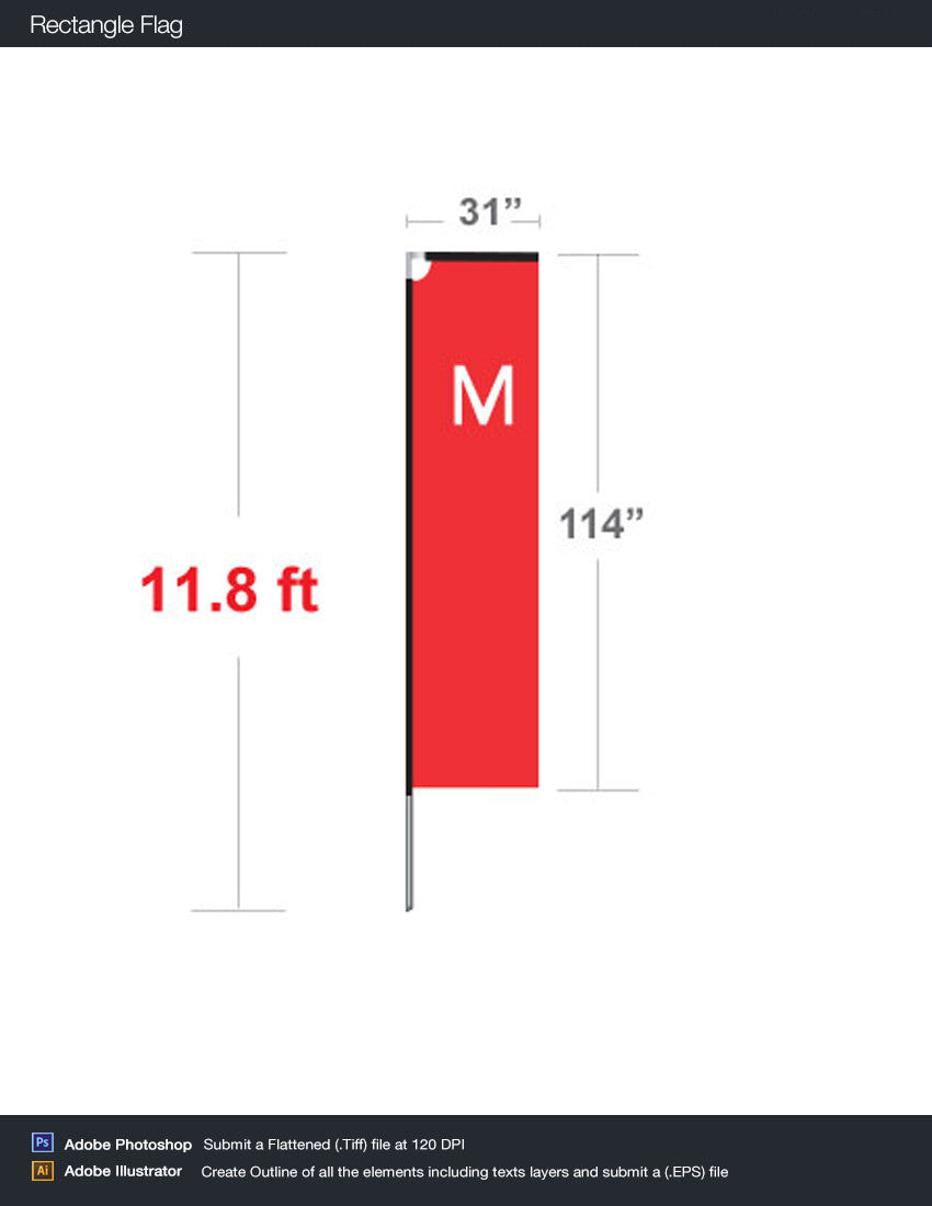 Rectangle Flag - Medium 11.8FT Double Sided