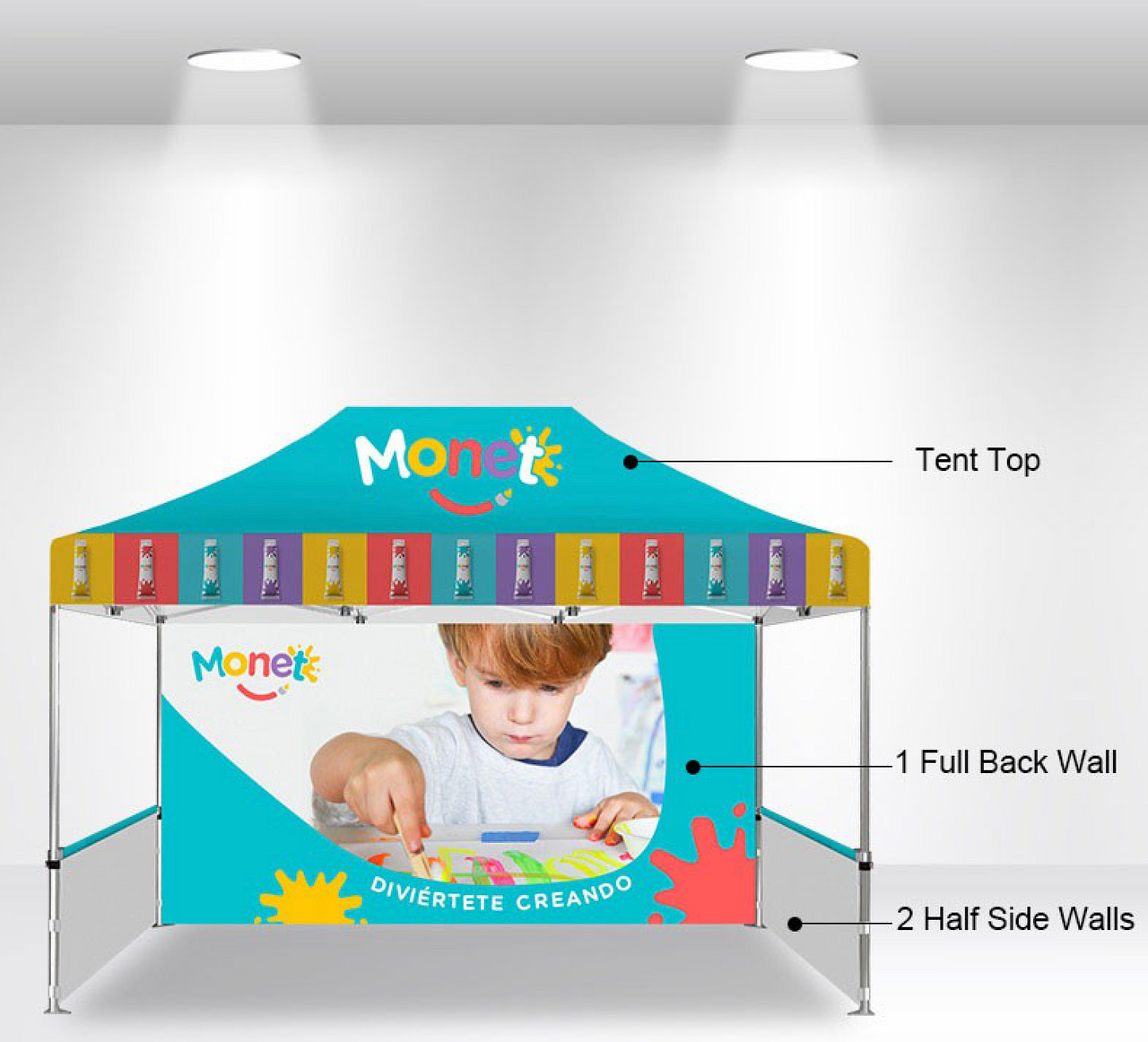 Package B - Canopy 10x15 with Single Sided Backwall and 2 Half Walls - FREE  SHIPPING