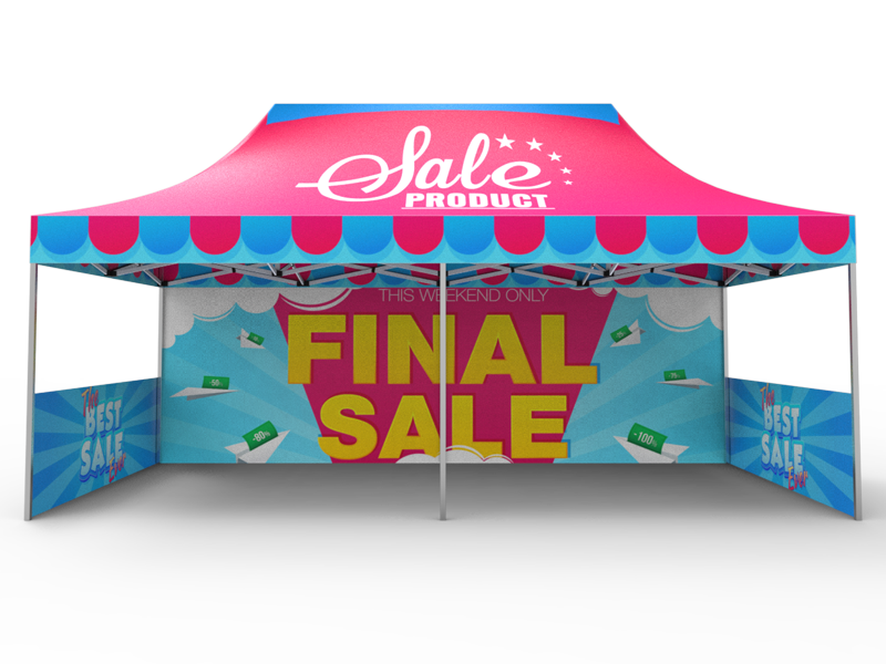 Package B2 - Canopy 10x20 with Double Sided Full Wall  & 2 Double Sided Half Walls - FREE GROUND SHIPPING