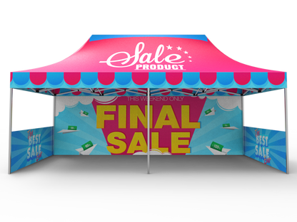 Package B2 - Canopy 10x20 with Double Sided Full Wall  & 2 Double Sided Half Walls - FREE GROUND SHIPPING