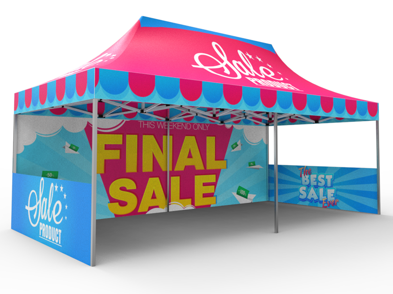 Package B2 - Canopy 10x20 with Double Sided Full Wall  & 2 Double Sided Half Walls - FREE GROUND SHIPPING