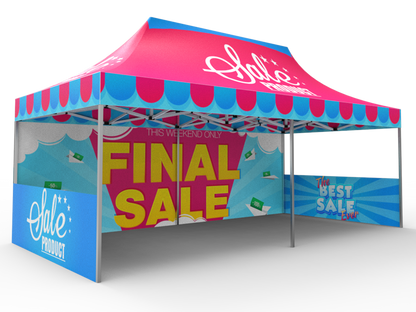 Package B2 - Canopy 10x20 with Double Sided Full Wall  & 2 Double Sided Half Walls - FREE GROUND SHIPPING