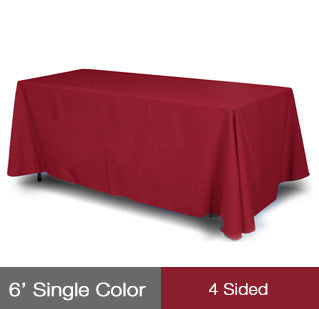 6' Table Throws - 4 Sided . Solid Stock Color NO IMPRINT