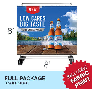 Outdoor Banner Wall 8' x 8' - SINGLE SIDED - Hardware + graphic + Carry Bag