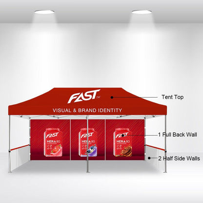 Package B - Canopy 10x20 with Single Sided Full Wall  & 2 Single Sided Half Walls - FREE GROUND SHIPPING
