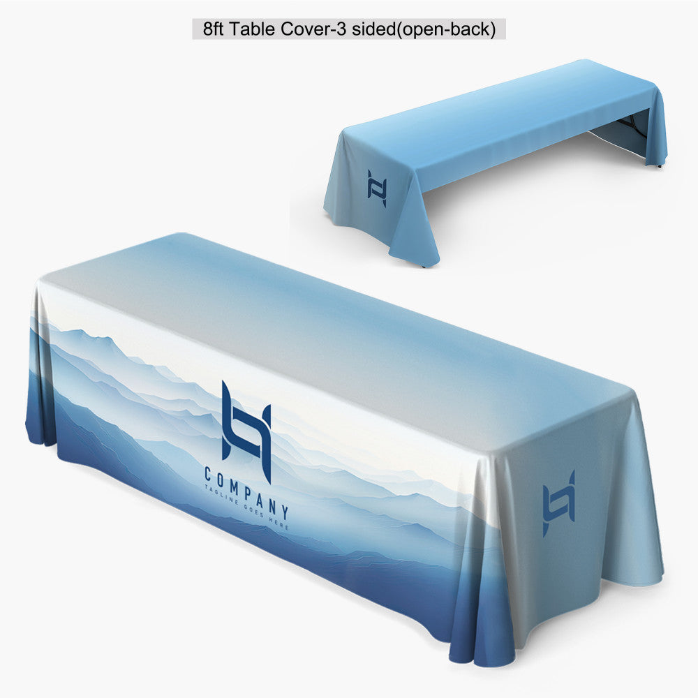 8' Table Throw - 3 Sided OPEN BACK