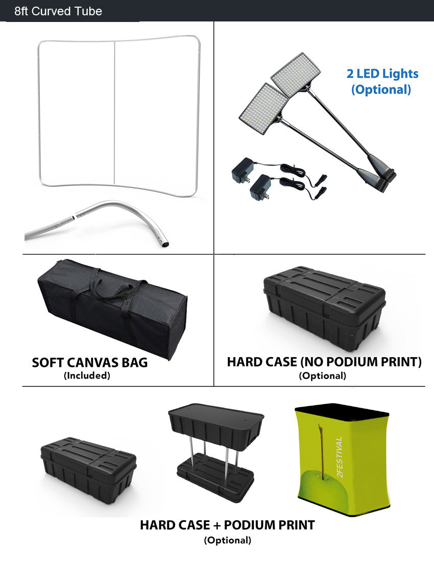 FTD 8 ' Curved - Single Sided Hardware + Graphic + Carry Case